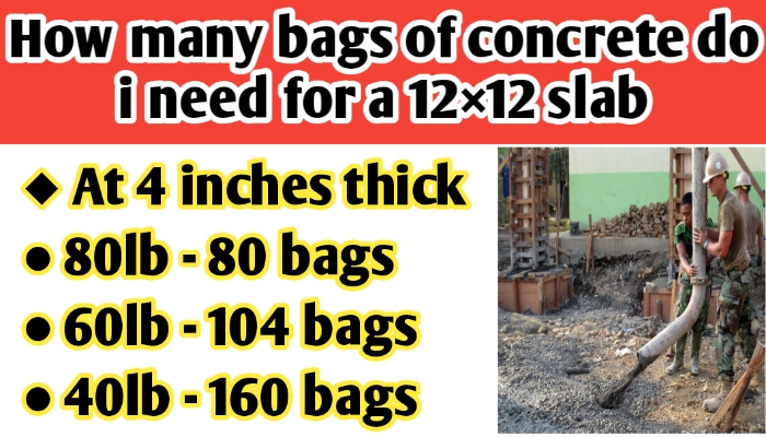 How many bags of concrete do i need for a 12×12 slab