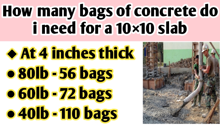 How many bags of concrete do i need for a 10×10 slab