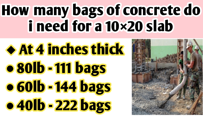 How many bags of concrete do i need for a 10×20 slab