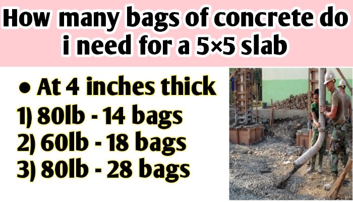 How many bags of concrete do i need for a 5×5 slab