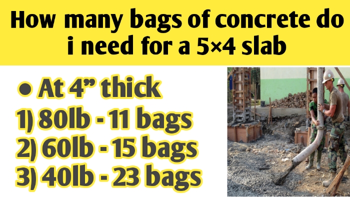 How many bags of concrete do i need for a 5×4 slab