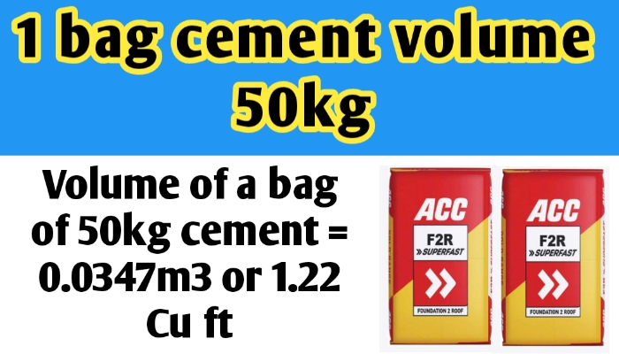 1 bag cement volume: 50kg