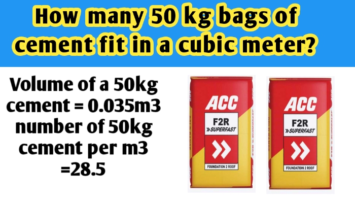 How many 50 kg bags of cement fit in a cubic meter?