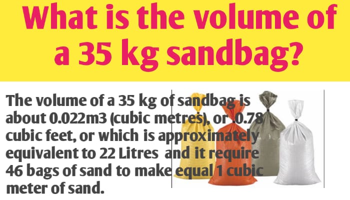 What is the volume of a 35 kg sandbag?